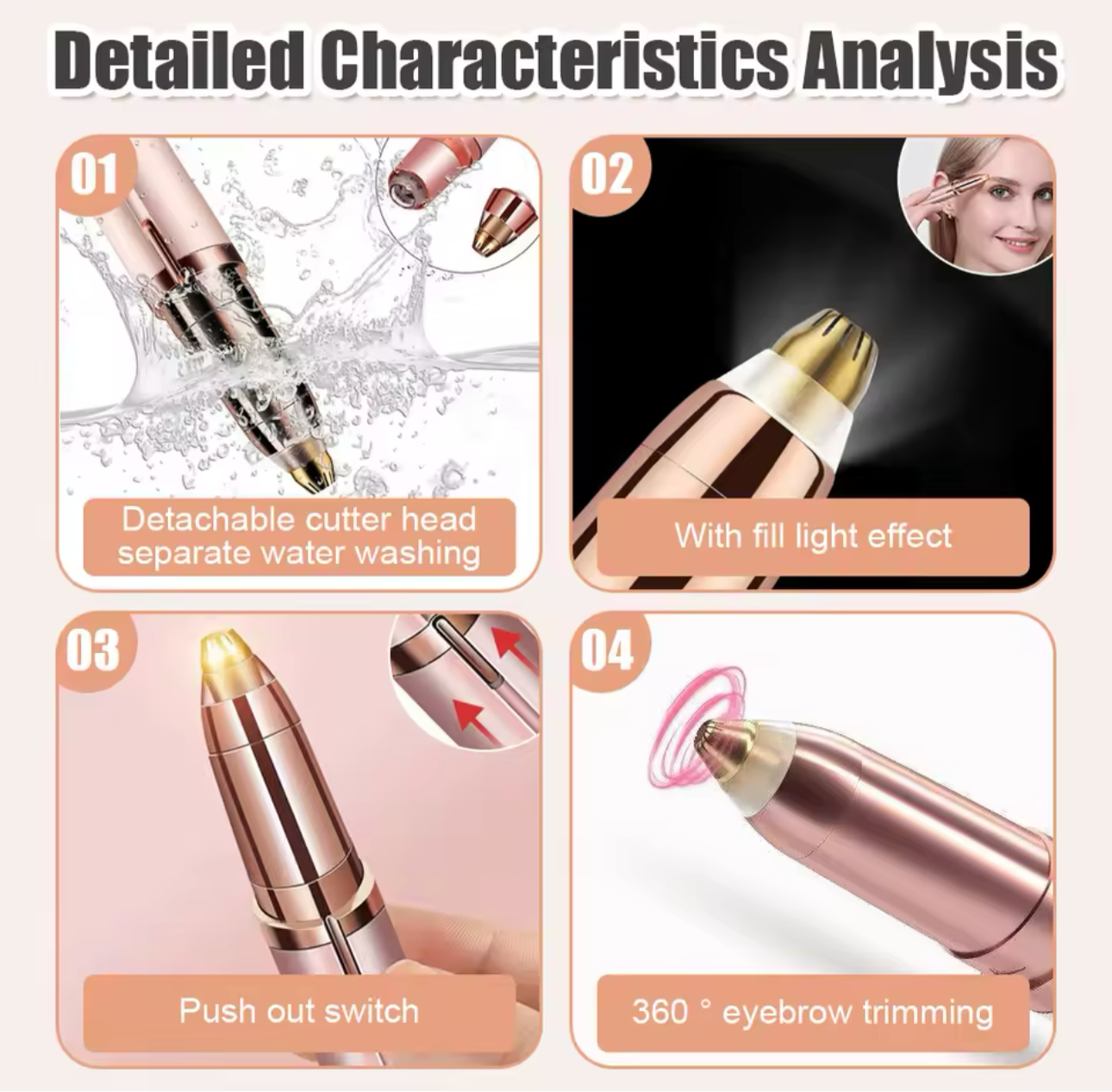 Electric Eyebrow Trimmer Women's Eyebrow Pencil Automatic Eyebrow Knife Facial Hair Removal Beauty Trimmer Lipstick Shaver